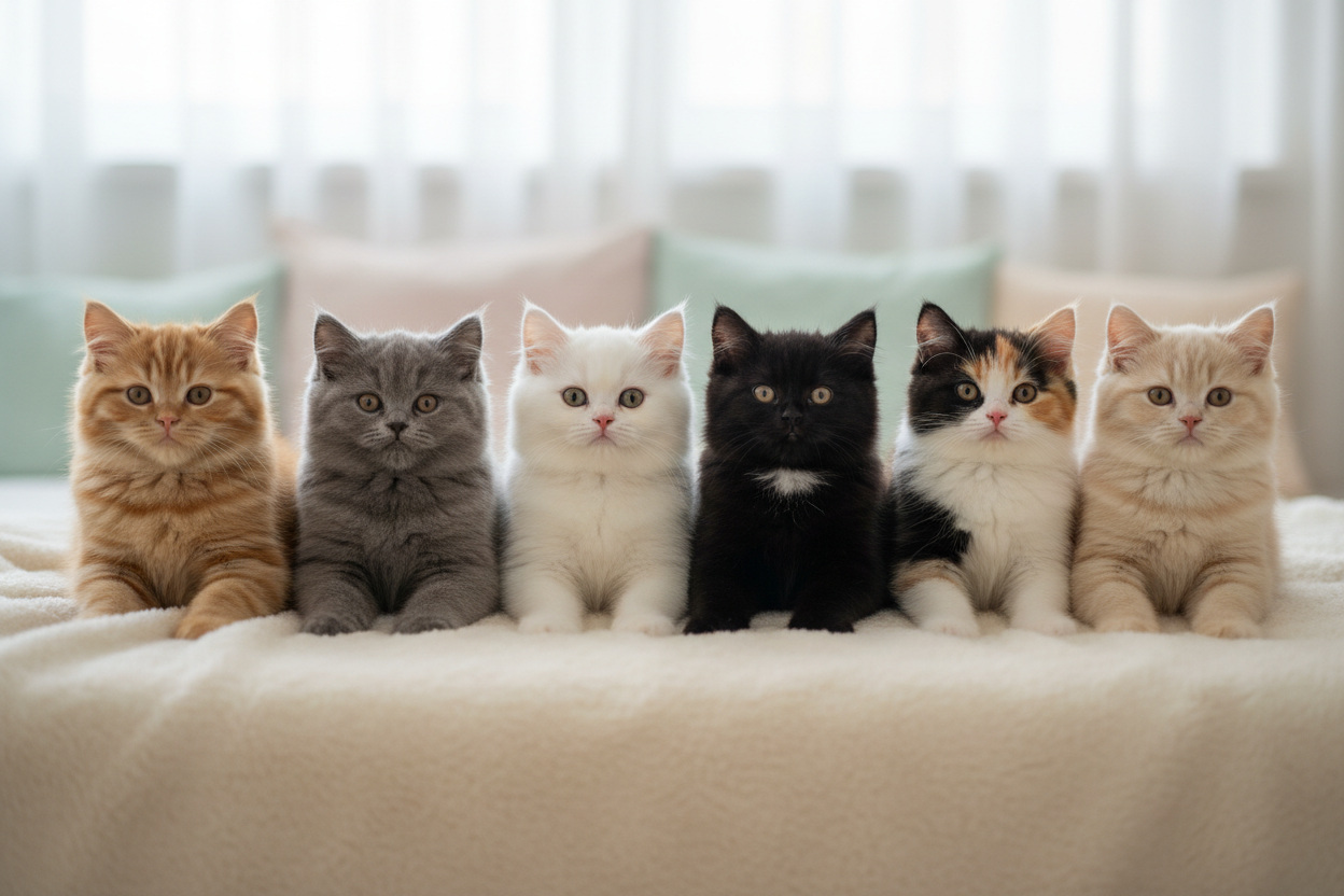 Multiple kittens in different colors
