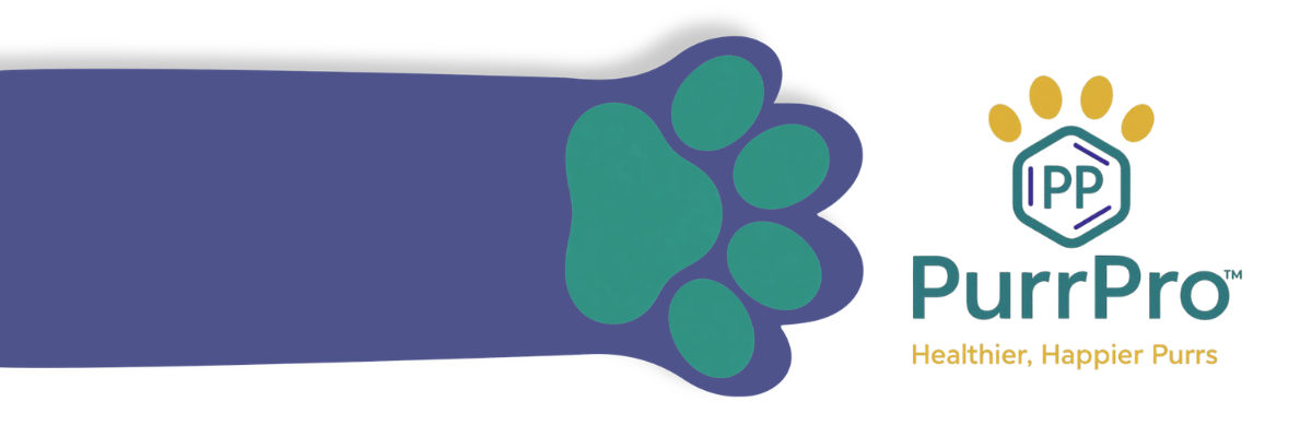 PurrPro logo with a paw graphic on a white background