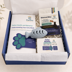 PurrPro cat care package with educational materials and pet products.